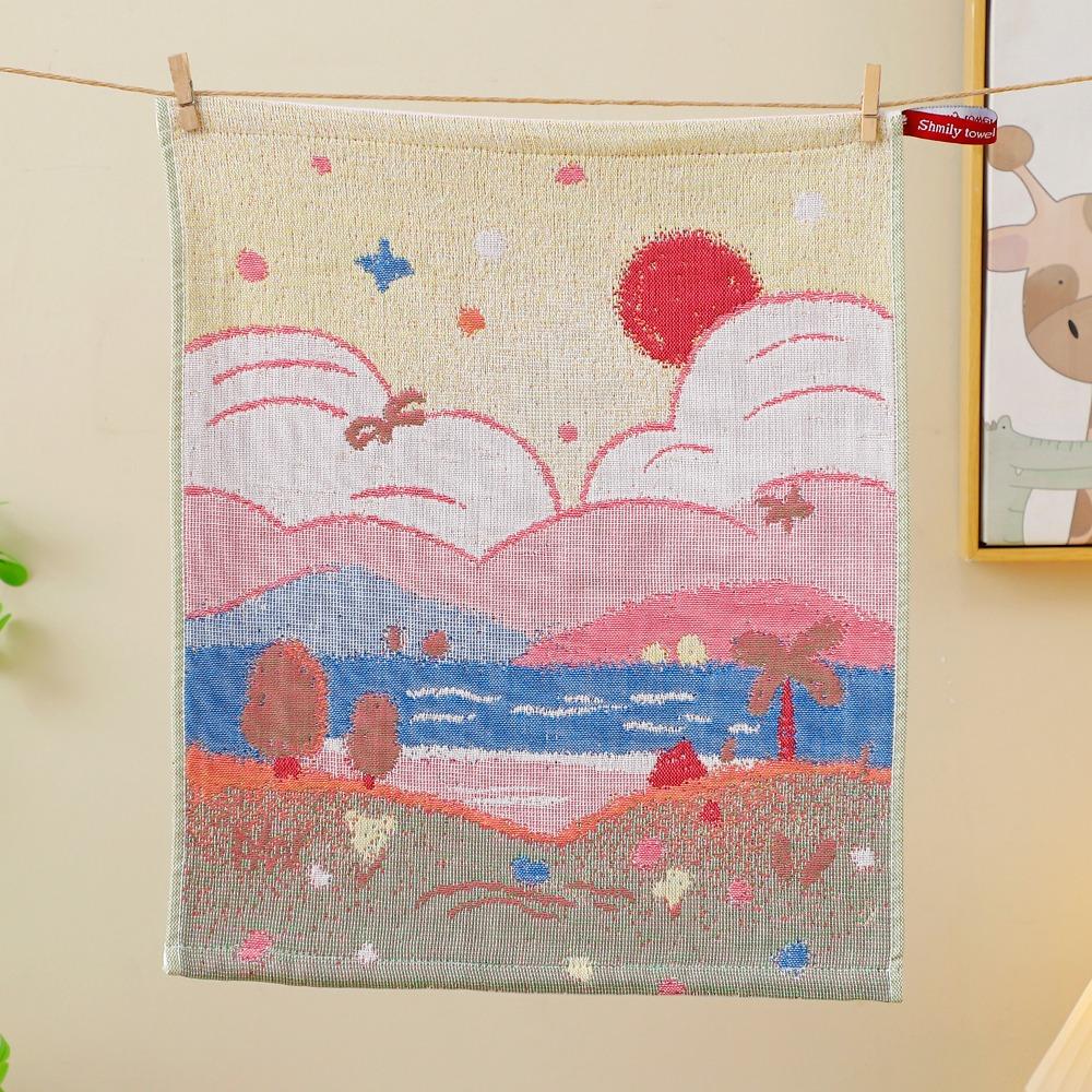 Cartoon Handkerchief Towel 34x40cm Pure Cotton Dish Cloth Cute Kitchen Towel  Home Restaurant