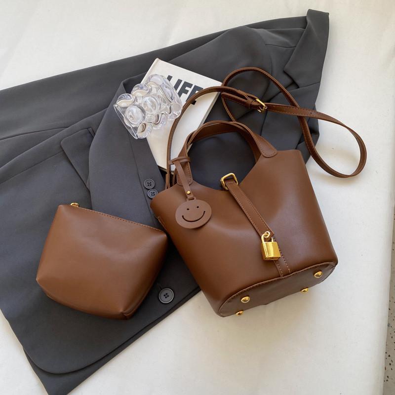 Trendy Pu Bucket Bag Women s New 2023 Autumn Winter Cross-border Fashion Shoulder Bag коричневый