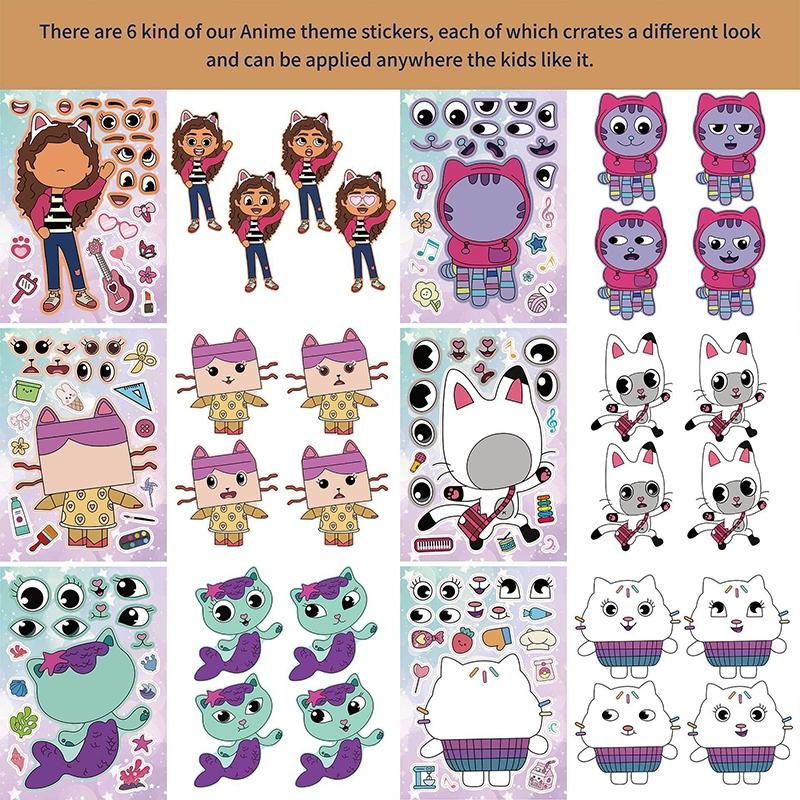 Gabby Dollhouse Stickers 8-50pcs Aesthetic Sticker Diy Decal for Scrapbook Phone Case Laptop Waterproof Sticker Decal Party Gift