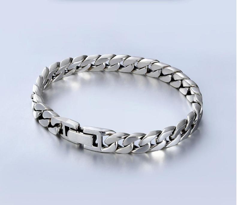 New Simple Retro Style S925 Silver Bracelet for Men Women Buckle Cuban Chain for Parties and Gifts Fine Silver Jewelry