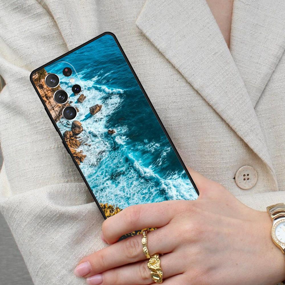 Blue Ocean Sea Waves Cell Phone Case for Samsung Galaxy S26 Ultra S25 S24 S23 S22 S21 S20 Note10 Cover