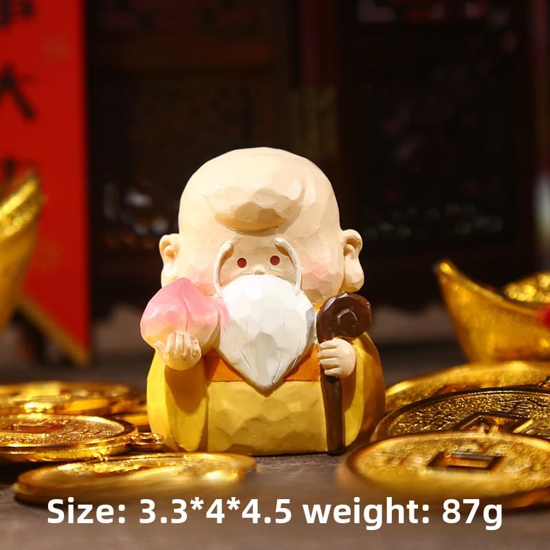 All Wishes Fulfilled: Cute Little ImmortalsGod of Wealth Happiness Prosperity and Longevity Desktop Decorative Resin Handicrafts