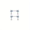 2pc Stainless Steel Flower Drop Oil Straight Nail Kitten Zircon Body Piercing Nipple Ring Jewelry