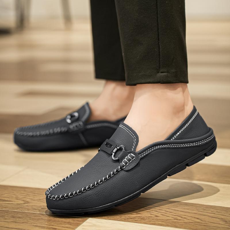 Fashion Fashion Men Casual Shoes Breathable Comfort Slip-on Men Walking Shoes Genuine Leather Men Loafers All-match Lazy Shoes Moccasins