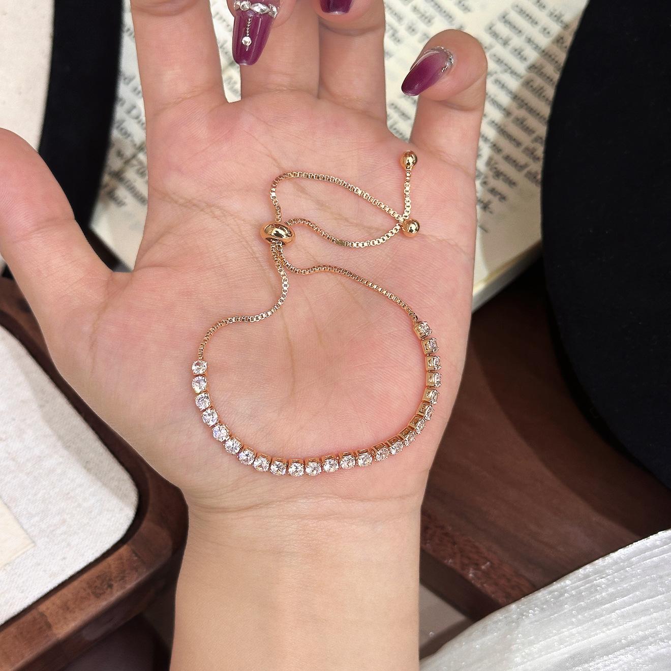 Популярный на Xiaohongshu французский элегантный цыганский браслет с полным бриллиантовым плетением, универсальный браслет-затягивашка