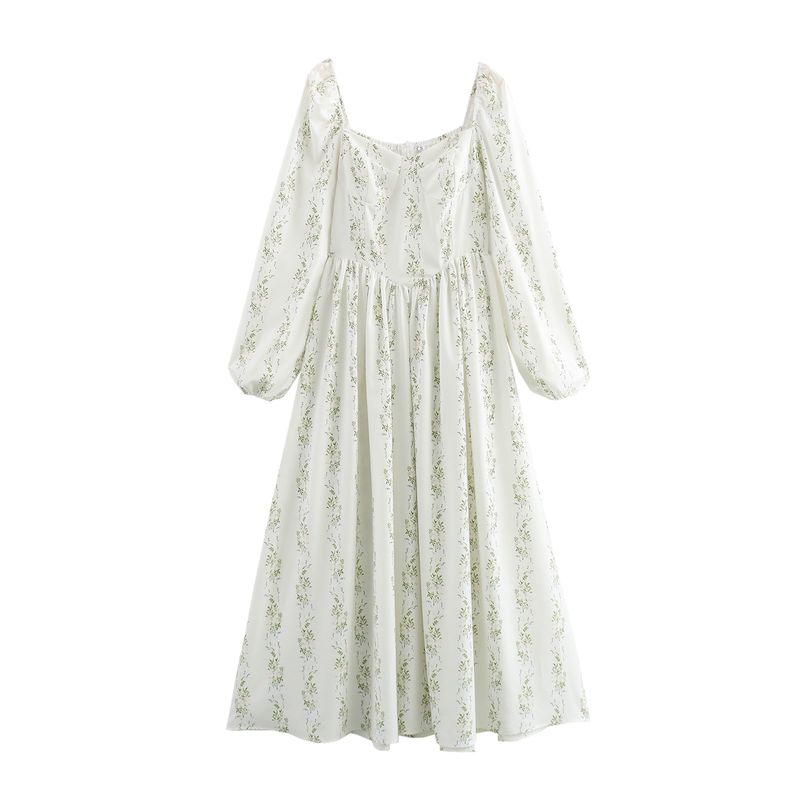 Jnleaog Autumn New Women's Clothing Fashion Style Stylish Fashion Print Waist-Slimming Long Dress