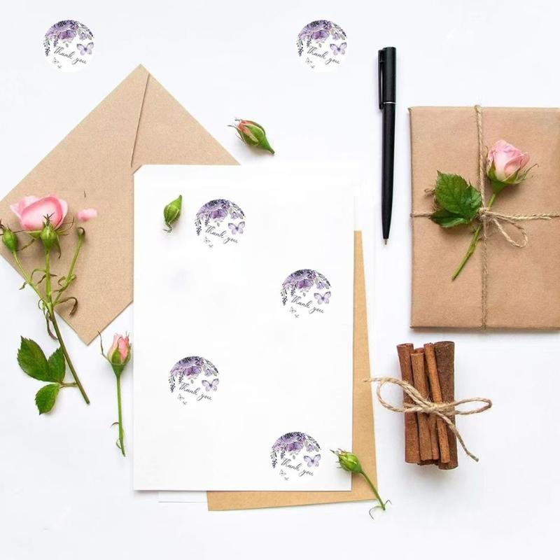 Runde Aufkleber Dankeschön Etiketten Umschlagaufkleber Etiketten mit Blumendruck für Hochzeit Brautparty Geburtstagsdekoration