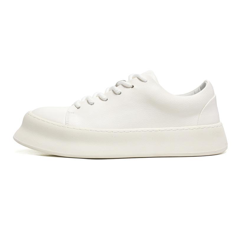 2024 spring and summer new Korean simple style men's thick low-top soft-soled casual shoes fashionable versatile white shoes