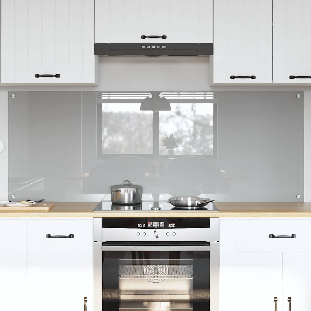 Kitchen Splashback 2 pcs Light Gray 80 x 60 cm Tempered Glass