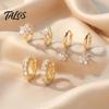 Gold Plated Hoop Earrings for Women 3 Pairs Star Zirconia Flower Drop Earrings, Minimalist Dangle Versatile Earring Set Daily Wear Women,