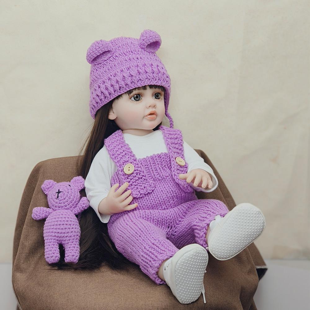 Urocza lalka reborn Betty 55cm pełny silikonowy korpus wodoodporna lalka noworodka ręcznie wklejane długie włosy lalki dziewczynki dla dzieci prezent na urodziny Boże Narodzenie