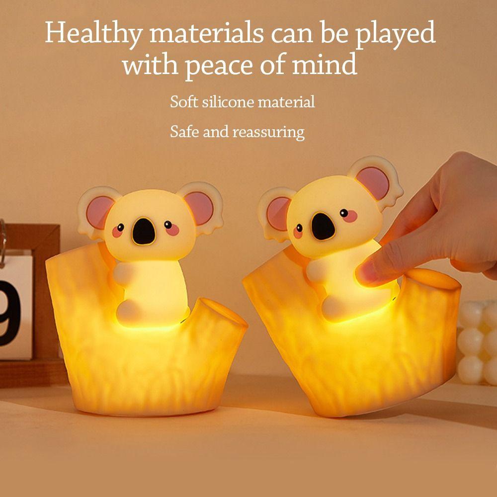 Cute Silicone Koala Tap Light USB Rechargeable Timed Night Light Soft Light Eye Protection LED Light Seven-color Gradient