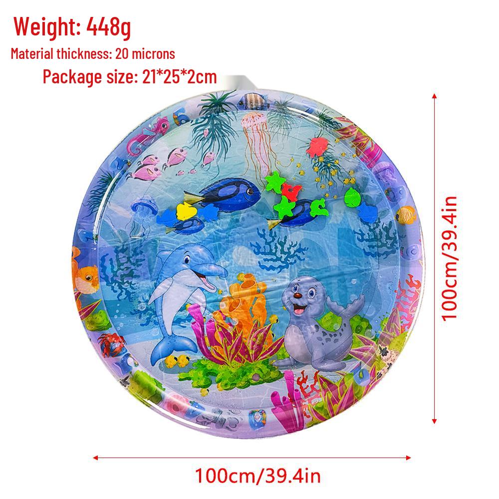 Inflatable Round Pat-Pat Water Mat for Babies & Toddlers - Marine Life Crawling Play Mat