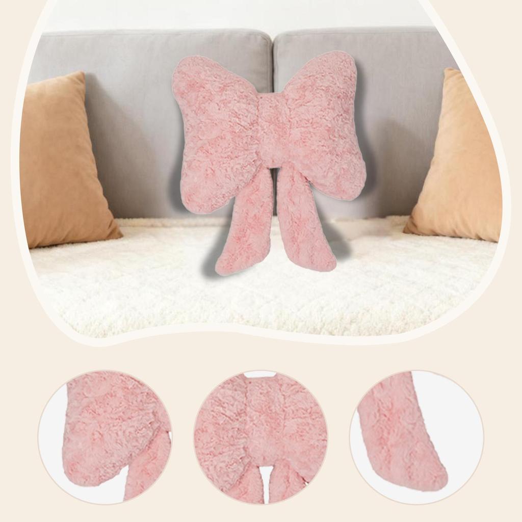 Elegant Plush Bow Throw Pillow Soft Seat Cushion Decorative Accent for Sofa Chair Bed Car Dorm Living Room