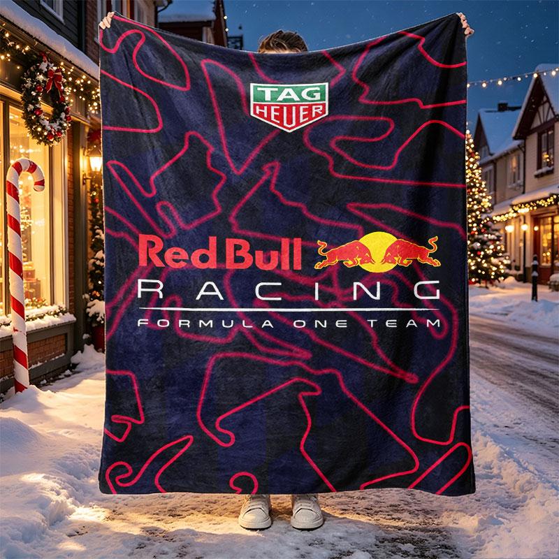 Red Bull Racing Pattern Blanket for Home Decoration, Bed, Sofa, Car Travel, Camping, Suitable for All Seasons, Birthday Christmas Gift