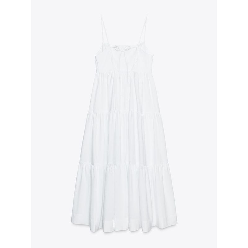 Za2025 Summer New Women clothes Sleeveless Layered Patchwork Poplin Sling Midi Dress 3564085 250