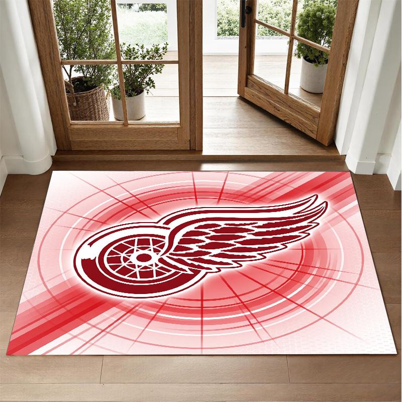 Detroit Red Wings Design Crystal Velvet Rug Soft Decorative Mat for Bedroom Entrance