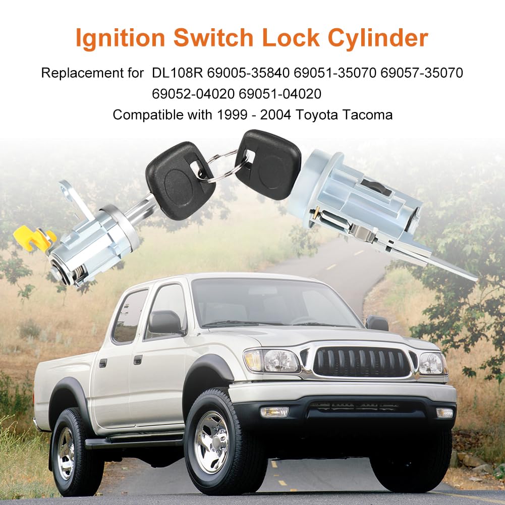 

Ignition Switch with Door Lock Cylinder & Keys Compatible with 1999 2000 2001 2002 2003 2004 Toyota Tacoma Replacement for 69005-35840 69051-35070