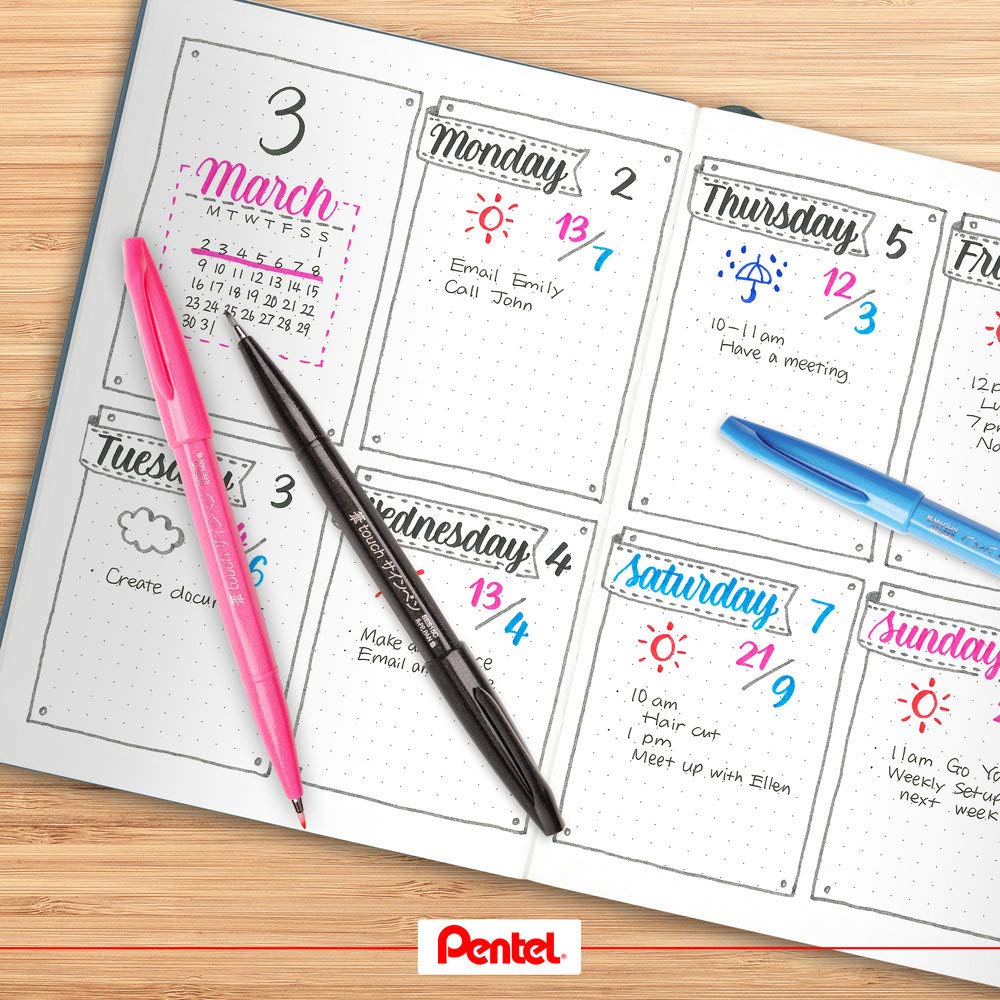 Pentel Brush Touch Sign Gray Pen, Blue, SES15C-S3