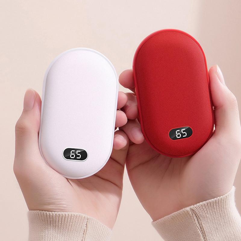 10000mAh Portable 2 in 1 Hand Warmer Power Bank Winter Double Sided Fast Heating Digital Display Warm Hands Treasure