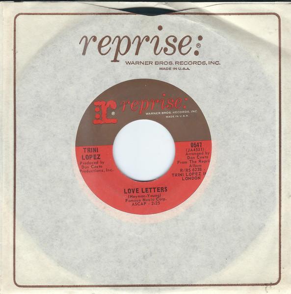 

7inch Record TRINI LOPEZ - Love Letters 0547 Reprise Records 1966 US Rock Used