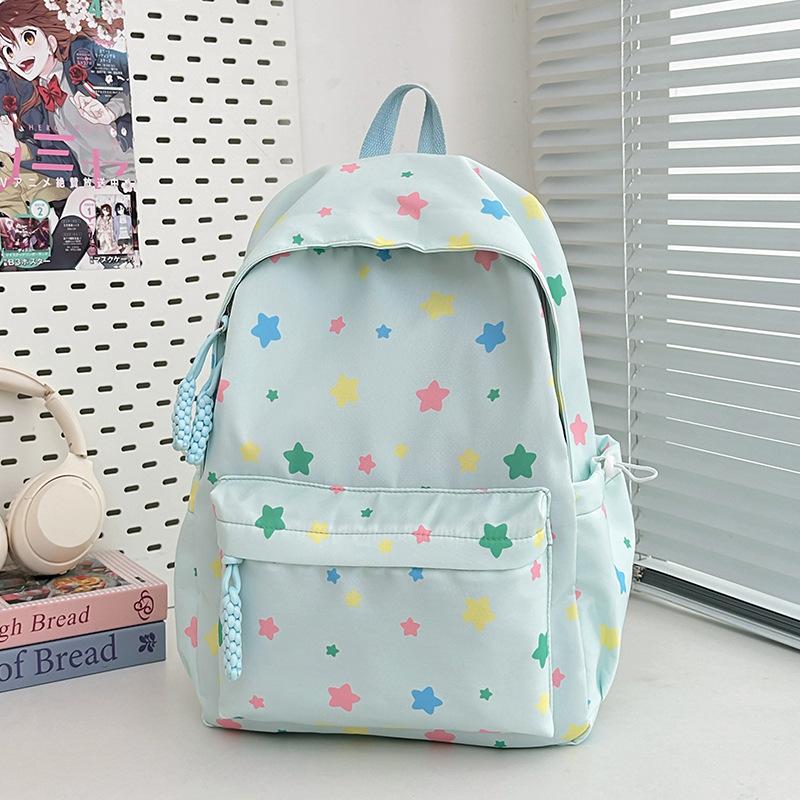 New high-value, fresh and sweet, colored star backpack, high school student large-capacity backpack