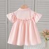 Kids 100% Cotton Fly Ruffle Sleeve Blouse 2-8 Years Floral Embroidery Doll Collar Girls Button Shirt Summer Casual Tops