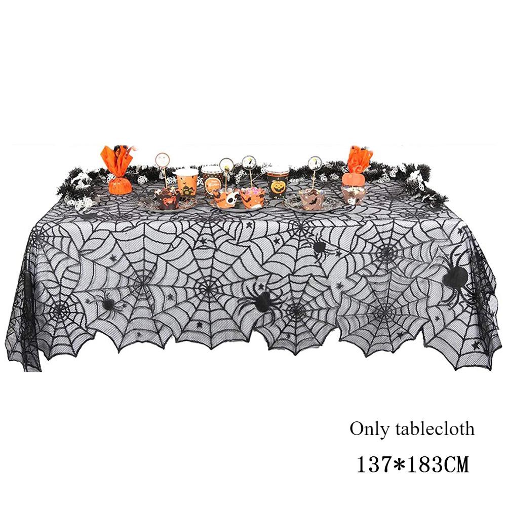 Fireplace Cloth Dining Table Tablecloth European and American Halloween Tablecloth Ghost Festival Black Lace Mesh Cloth