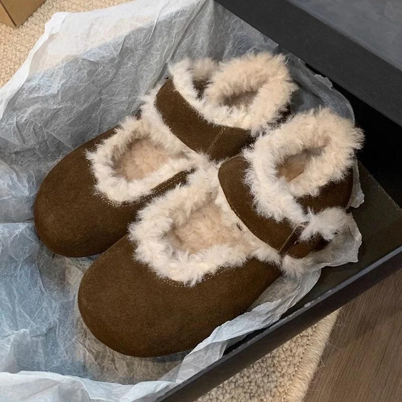 Fashion Flats Casual Women Warm Boots Winter New Suede Short Plush Shoes 2025 Trend Designer Shallow Walking Snow Boots Mujer Zapatos