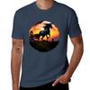 Stunningly Beautiful Black Friesian Horse on a Hilltop Graphic Design TShirt Holiday Party Tee Shirt