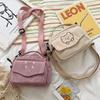 Fashion Zipper Solid Color Bear Pattern Women Handbag Messenger Bag Canvas Bag Mobile Phone Bag