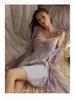 Plus Size Backless Ice Silk Push-Up Camisole Nightgown Robe Set