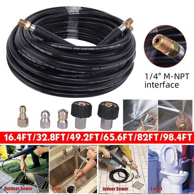 5m/10m/15m/20m/25m/30m 1/4 Inch Sewer Cleaning Jetter Kit High Pressure Washer Hose For Garden Washer Drain Pipe Sprayer Hose Decker