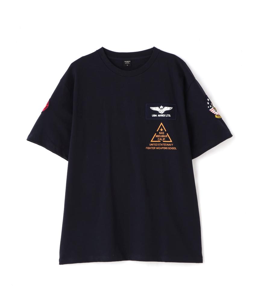 Avirex TOP GUN PATCH PRINT XL & T-SHIRT, Men's (120), Navy, 783-3934013