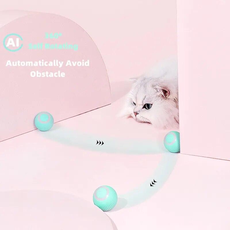 Electric Pet Cat Ball Toys Stick Automatic Rolling Smart Interactive Cats Train Self-moving Toys Indoor Teething Rod Accessories