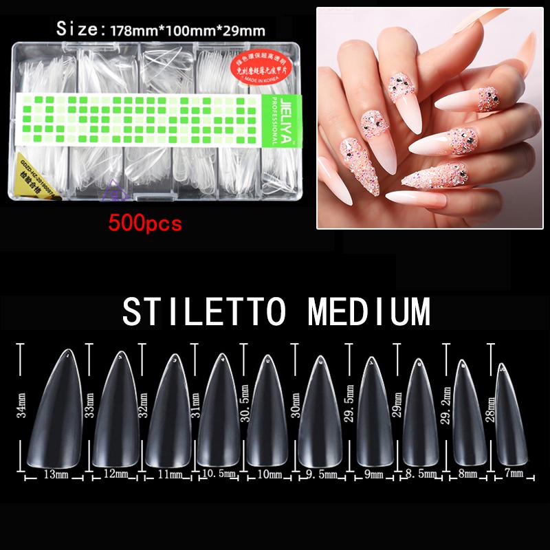 

500 шт./кор., полное покрытие, накладные ногти, акриловые искусственные ногти, длинные накладные квадратные шпильки, гроб, накладные ногти, маникюрный инструмент Stiletto