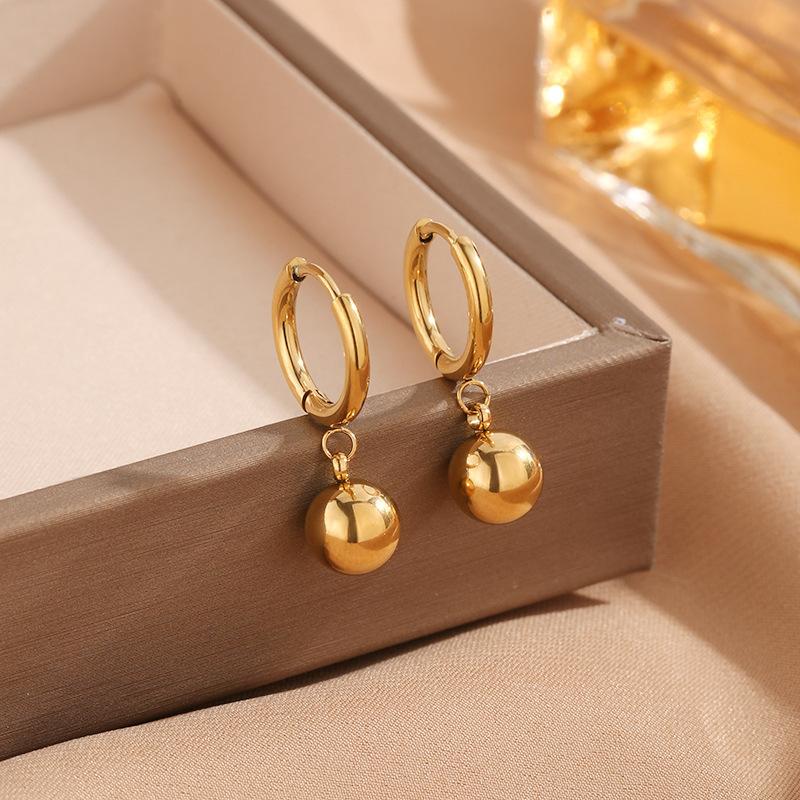 Fashion Earrings Women's Titanium Steel Earrings Minimalist Small Ball Pendant Earrings