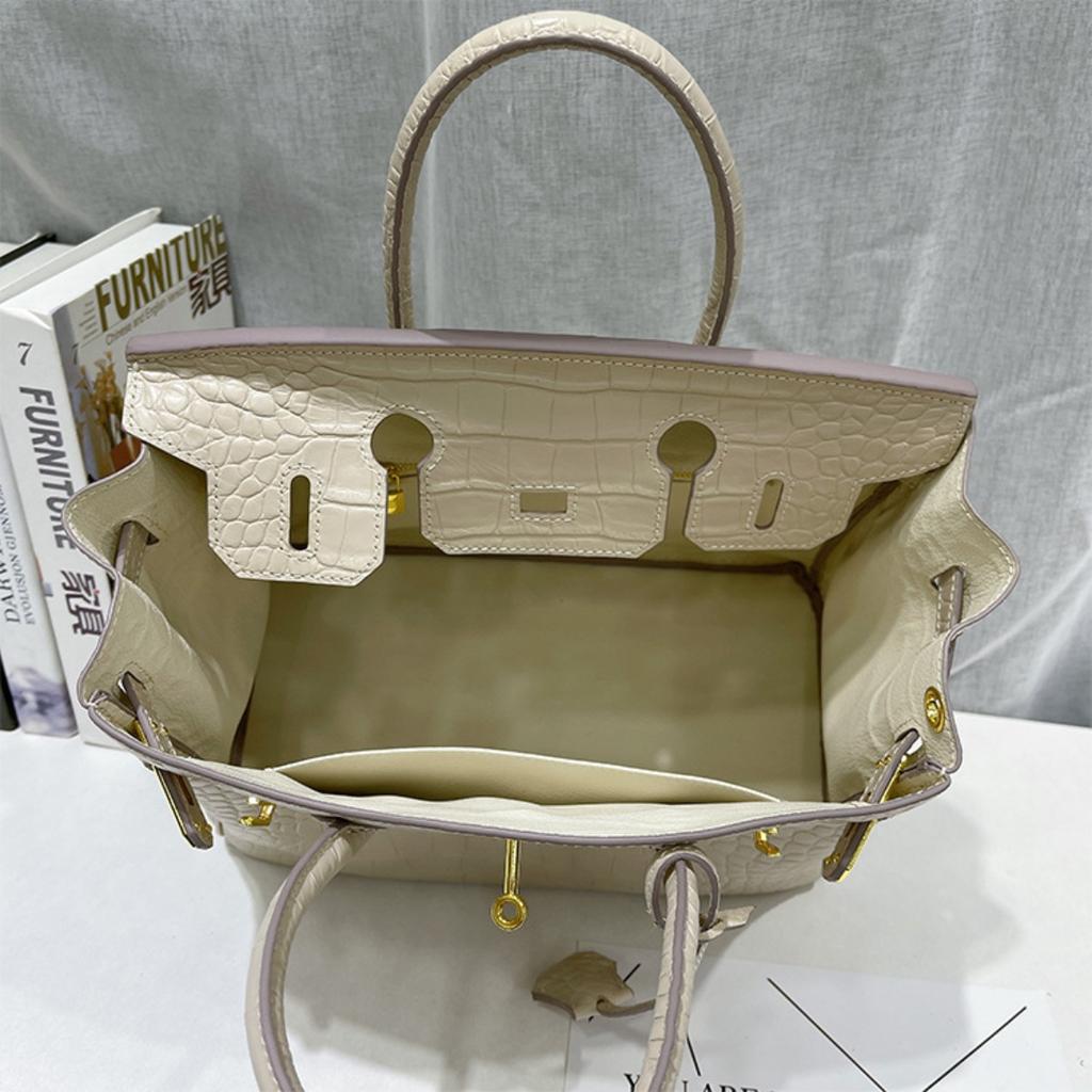 Platinum bag 30 inch crocodile pattern first layer cowhide genuine leather European and American foreign trade large-capacity hand bag cross-border