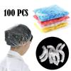 100 Stück/Set Einweg-Duschhaube PE Staubdicht Wasserdicht Kopfbedeckung Spa Salon Hotel Haarfarbe Damen Elastische Kappe Badezimmerzubehör