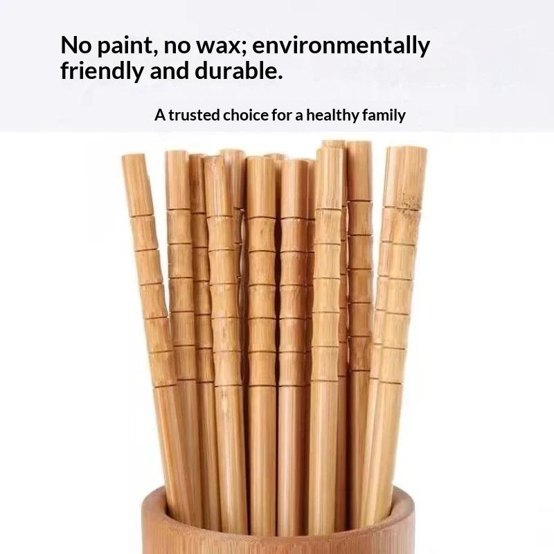 10 Pairs Biodegradable Bamboo Chopsticks Reusable Natural Tableware for Sushi Noodle Zero Waste Home Daily Dining