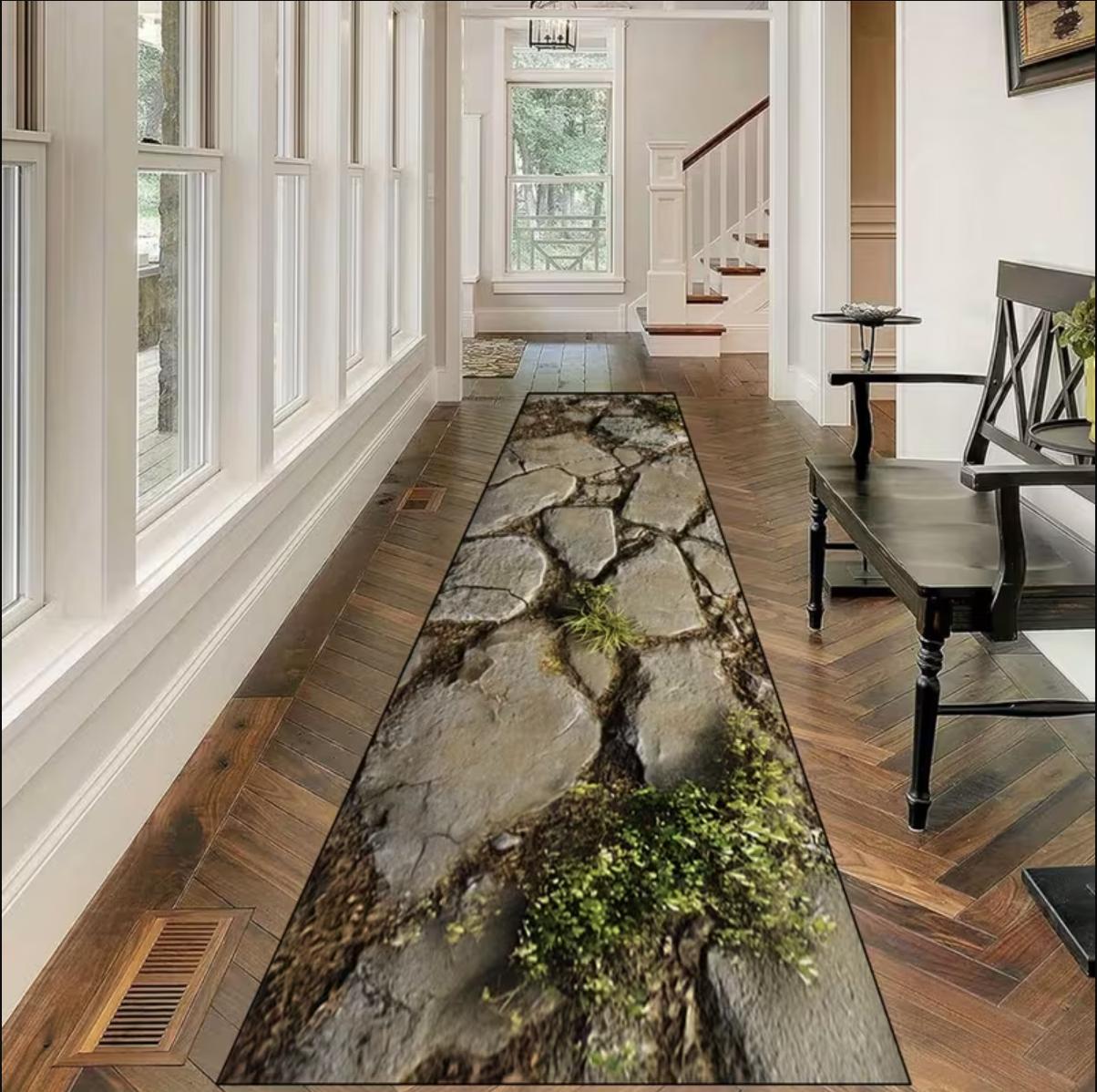 

Hallway Runner Rug Realistic Cobblestone Texture Carpet Non-Slip Soft Easy To Clean Durable Entryway Balcony Home Decor Mat 40X120CM
