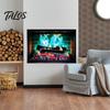Holiday Party Wall Sticker Fireplace Flame Decal, Vintage European Background Sticker, Self-Adhesive Realistic Pattern Waterproof Mural for