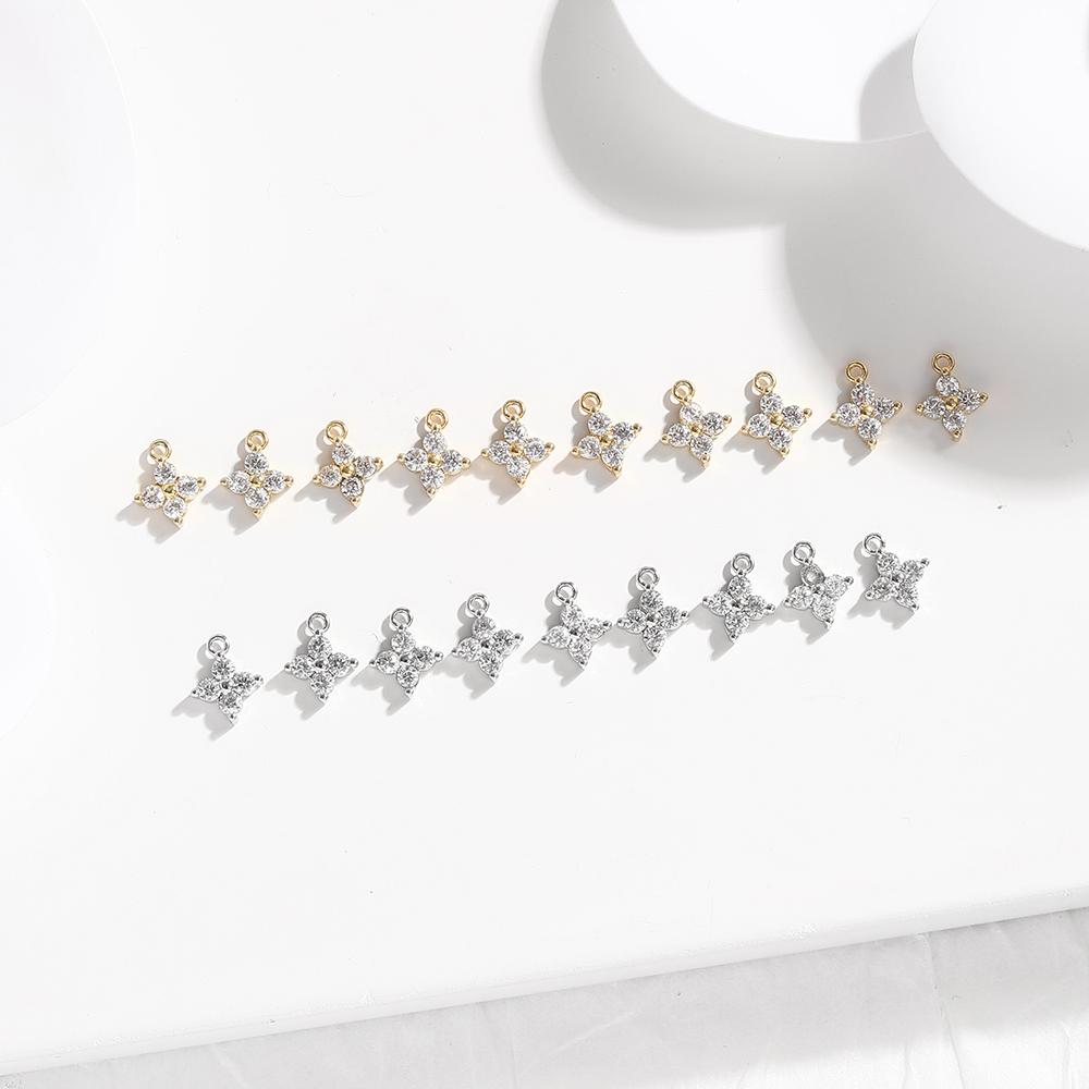 BenS Star Charms for Jewelry Making Mini Brass Cubic Zirconia Charm Necklace Jewelry Accessories Supplies P11