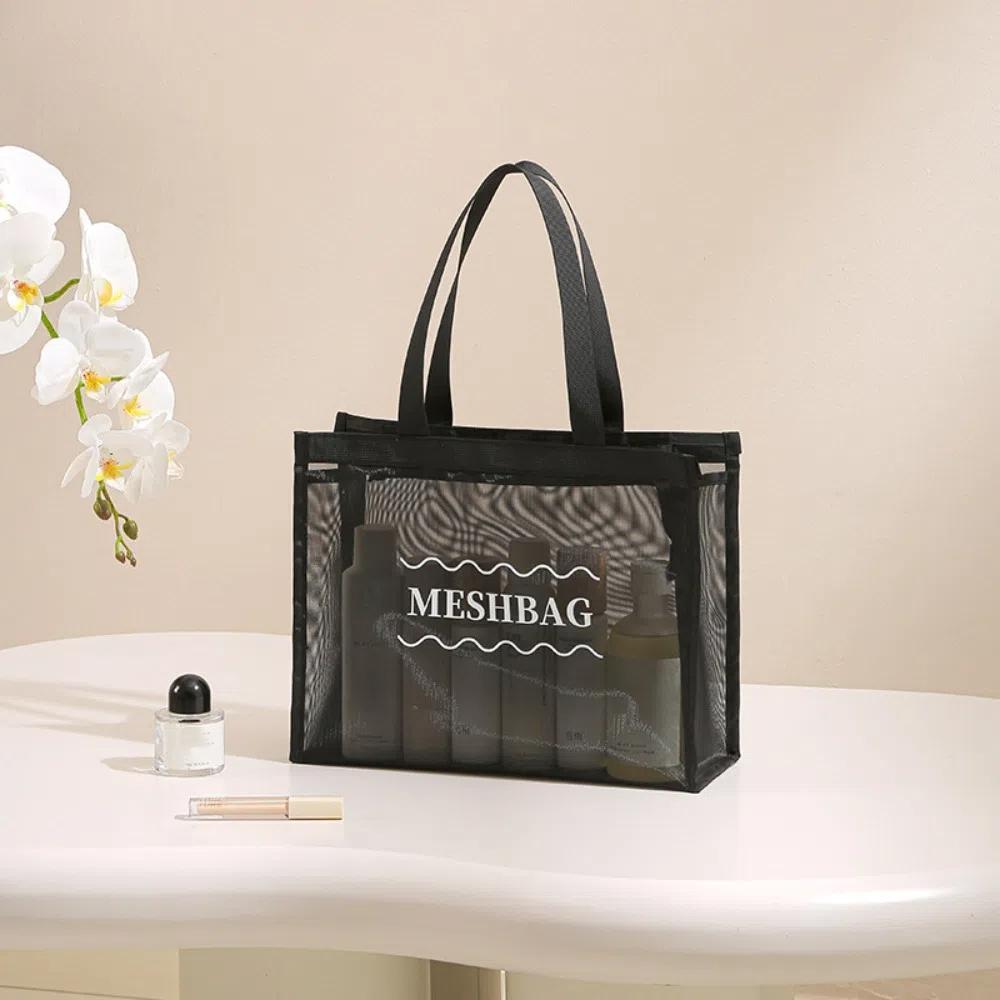 Swim Makeup Wash Bag Mesh Toiletry Storage Bag New Hollow Tote Bag  Handbag