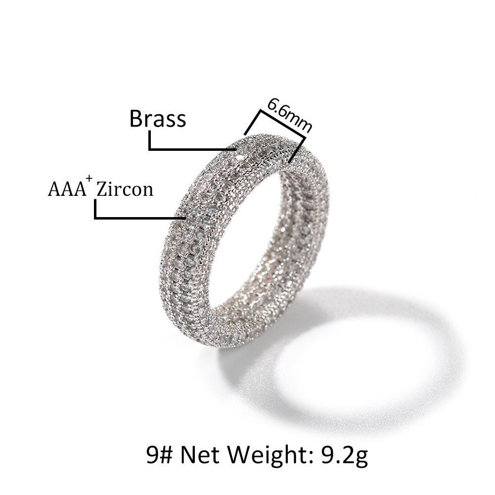 Gumeng new copper inlaid zircon full diamond ring hiphopins style personality simple men's ring tide