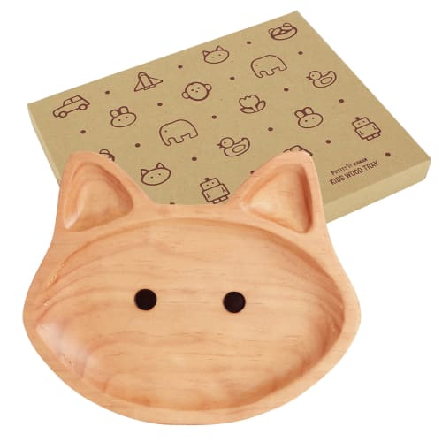 SPICE OF LIFE Kids' Wooden Tray, Cat Design "PETITS ET MAMAN," Natural, 24x20cm, Boxed, AVLF1080