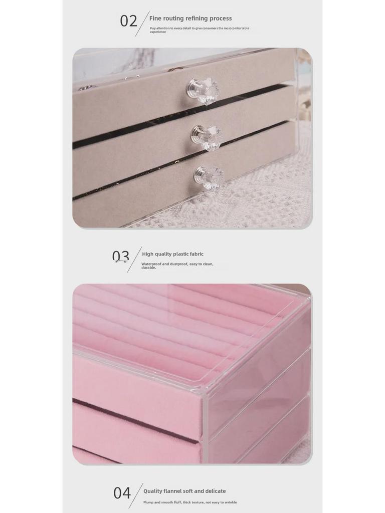 Clear Acrylic Velvet Jewelry Display and Storage Box