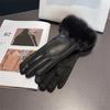 Luxury Women's PU Leather Gloves for Cold Weather Winter Warm Gloves with Soft Faux Fur Trim Cuff Thermal Lining Party Gloves