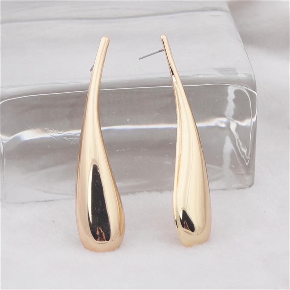 Smooth Big Water Drop Long Earrings for Women Simple Fashion Geometric Metal Golden Long Ear Jewelry Mujer Brincos