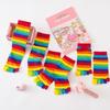Damen Regenbogen Zehensocken aus Baumwolle: Herbst/Winter Schweißabsorbierend, Warm, Zehensocken mit geteilten Zehen und kurzem Schaft